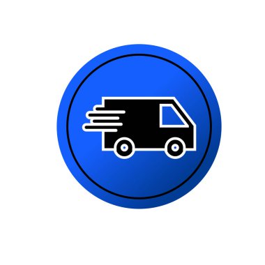 Teslimat aracı simgesi. Nakliye aracı sembolü. Hızlı nakliye logosu.