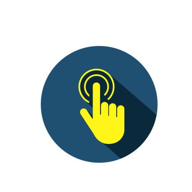 Bir işaret parmak ikonu dokunuşu. Sensör veya dokunmatik ekran logosuna dokun. Kullanıcı arayüzü sembolü.