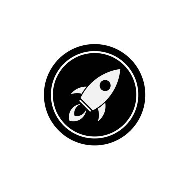 Uçan roket ikonu. Roket fırlatma sembolü logosu illüstrasyonu 