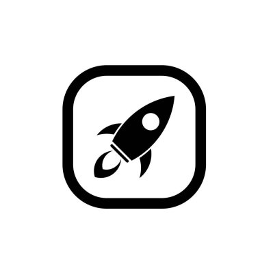 Uçan roket ikonu. Roket fırlatma sembolü logosu illüstrasyonu 
