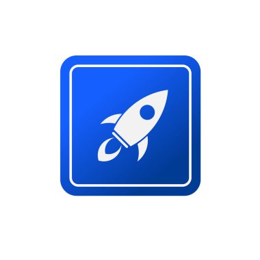 Uçan roket ikonu. Roket fırlatma sembolü logosu illüstrasyonu 