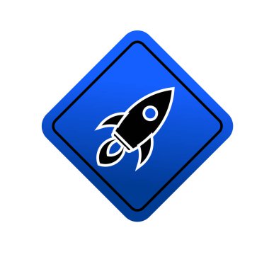 Uçan roket ikonu. Roket fırlatma sembolü logosu illüstrasyonu 