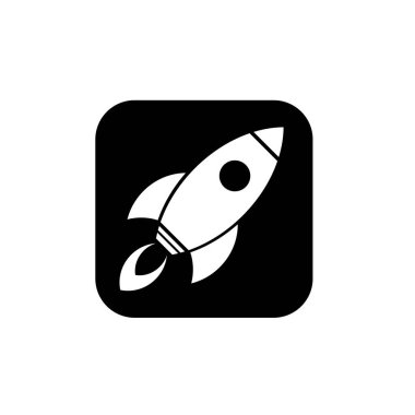 Uçan roket ikonu. Roket fırlatma sembolü logosu illüstrasyonu 