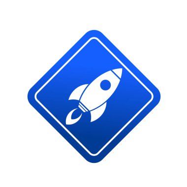 Uçan roket ikonu. Roket fırlatma sembolü logosu illüstrasyonu 