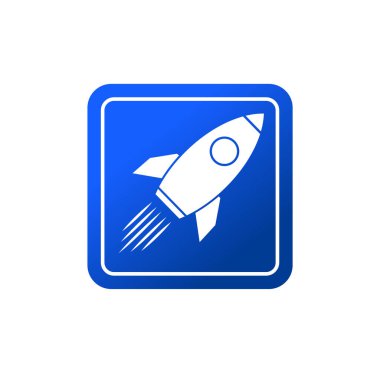 Uçan roket ikonu. Roket fırlatma sembolü logosu illüstrasyonu 