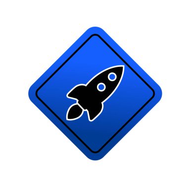 Uçan roket ikonu. Roket fırlatma sembolü logosu illüstrasyonu 