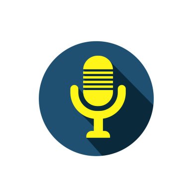 Vintage Mikrofon simgesi, kayıt stüdyosu veya podcast sembol işareti çizim logo şablonu herhangi bir tasarım amacı için izole edilmiştir