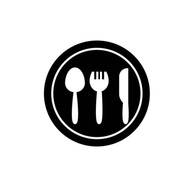 Çatal bıçak, çatal bıçak, çatal bıçak ya da çatal bıçak sembolü işaret sembolü logo şablonu herhangi bir amaç için izole edildi