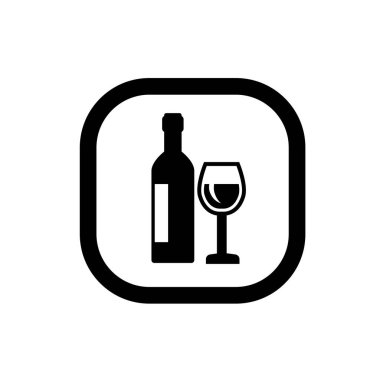 Şişe şampanya ve cam simge sembolü vektör illüstrasyon logosu herhangi bir amaç için izole edildi