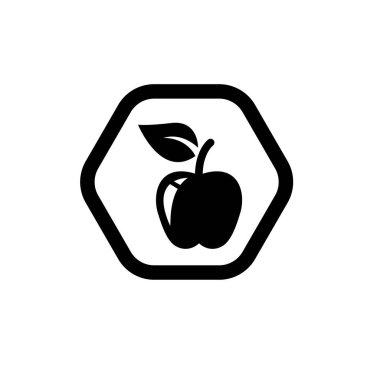Herhangi bir amaç için izole edilmiş Apple meyve simgesi işaret vektör illüstrasyon şablonu