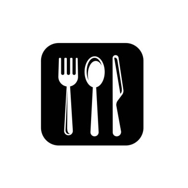 Çatal bıçak, çatal bıçak, çatal bıçak ya da çatal bıçak sembolü işaret sembolü logo şablonu herhangi bir amaç için izole edildi