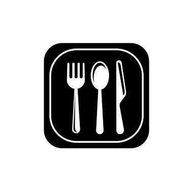 Çatal bıçak, çatal bıçak, çatal bıçak ya da çatal bıçak sembolü işaret sembolü logo şablonu herhangi bir amaç için izole edildi