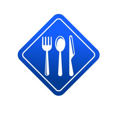 Çatal bıçak, çatal bıçak, çatal bıçak ya da çatal bıçak sembolü işaret sembolü logo şablonu herhangi bir amaç için izole edildi