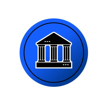Public building flat icon vector illustration symbol Isolated template. Courthouse or bank building icon vector illustration logo template Isolated for any purpose.