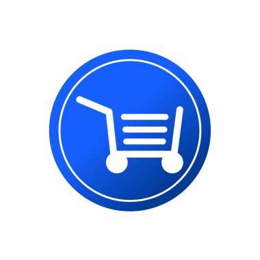 Alışveriş arabası düz ikon vektör çizim sembolü izole şablon. Alışveriş simgesi vektör illüstrasyon logo şablonu herhangi bir amaç için izole edildi.
