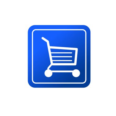 Alışveriş arabası düz ikon vektör çizim sembolü izole şablon. Alışveriş simgesi vektör illüstrasyon logo şablonu herhangi bir amaç için izole edildi.