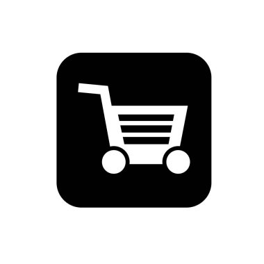 Alışveriş arabası düz ikon vektör çizim sembolü izole şablon. Alışveriş simgesi vektör illüstrasyon logo şablonu herhangi bir amaç için izole edildi.