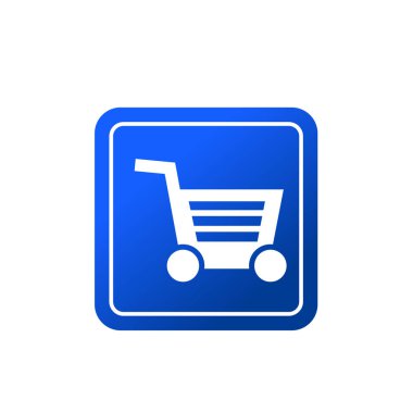 Alışveriş arabası düz ikon vektör çizim sembolü izole şablon. Alışveriş simgesi vektör illüstrasyon logo şablonu herhangi bir amaç için izole edildi.