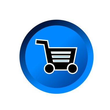 Alışveriş arabası düz ikon vektör çizim sembolü izole şablon. Alışveriş simgesi vektör illüstrasyon logo şablonu herhangi bir amaç için izole edildi.