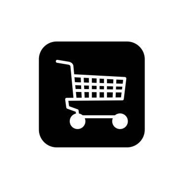 Alışveriş arabası düz ikon vektör çizim sembolü izole şablon. Alışveriş simgesi vektör illüstrasyon logo şablonu herhangi bir amaç için izole edildi.