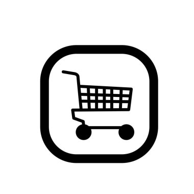 Alışveriş arabası düz ikon vektör çizim sembolü izole şablon. Alışveriş simgesi vektör illüstrasyon logo şablonu herhangi bir amaç için izole edildi.