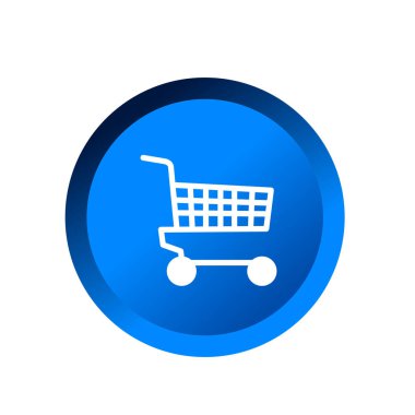 Alışveriş arabası düz ikon vektör çizim sembolü izole şablon. Alışveriş simgesi vektör illüstrasyon logo şablonu herhangi bir amaç için izole edildi.