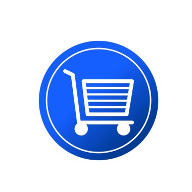 Alışveriş arabası düz ikon vektör çizim sembolü izole şablon. Alışveriş simgesi vektör illüstrasyon logo şablonu herhangi bir amaç için izole edildi.