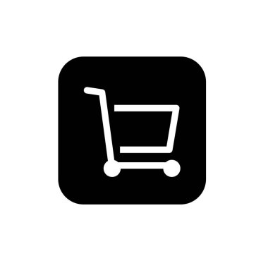 Alışveriş arabası düz ikon vektör çizim sembolü izole şablon. Alışveriş simgesi vektör illüstrasyon logo şablonu herhangi bir amaç için izole edildi.