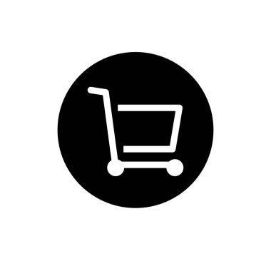 Alışveriş arabası düz ikon vektör çizim sembolü izole şablon. Alışveriş simgesi vektör illüstrasyon logo şablonu herhangi bir amaç için izole edildi.