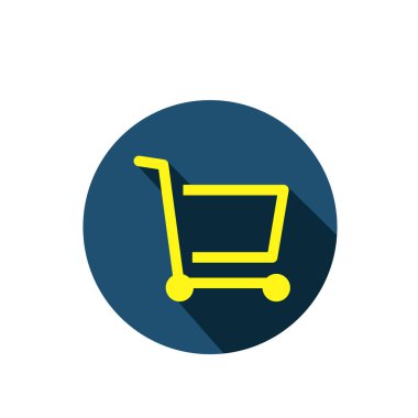 Alışveriş arabası düz ikon vektör çizim sembolü izole şablon. Alışveriş simgesi vektör illüstrasyon logo şablonu herhangi bir amaç için izole edildi.