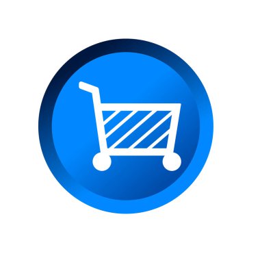 Alışveriş arabası düz ikon vektör çizim sembolü izole şablon. Alışveriş simgesi vektör illüstrasyon logo şablonu herhangi bir amaç için izole edildi.