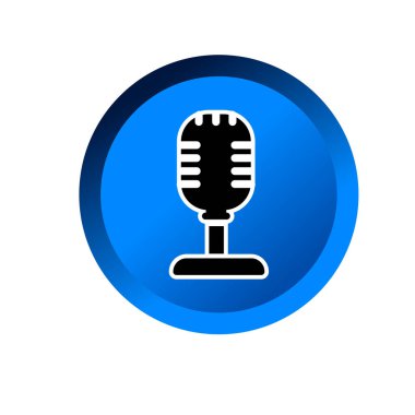 Klasik mikrofon düz ikon vektör çizim sembolü izole şablon. Eski mikrofon simgesi illüstrasyon logo şablonu herhangi bir amaç için izole edildi.