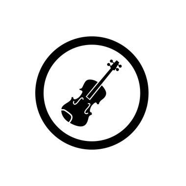 Keman yassı ikon vektör çizim sembolü izole şablon. Keman simgesi illüstrasyon logo şablonu herhangi bir amaç için izole edildi.