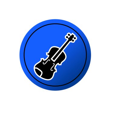 Keman yassı ikon vektör çizim sembolü izole şablon. Keman simgesi illüstrasyon logo şablonu herhangi bir amaç için izole edildi.