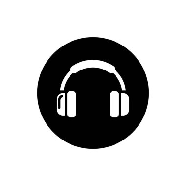 Kulaklık yassı ikon vektör illüstrasyon sembolü izole şablon. Herhangi bir amaç için izole edilmiş kulaklık simgesi vektör çizim logo şablonu.