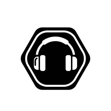 Kulaklık yassı ikon vektör illüstrasyon sembolü izole şablon. Herhangi bir amaç için izole edilmiş kulaklık simgesi vektör çizim logo şablonu.