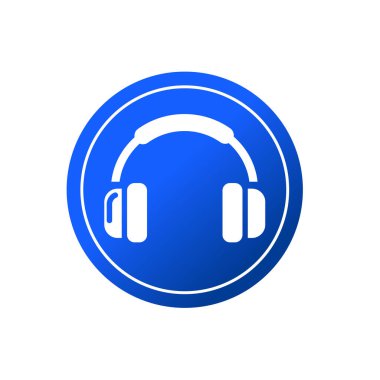 Kulaklık yassı ikon vektör illüstrasyon sembolü izole şablon. Herhangi bir amaç için izole edilmiş kulaklık simgesi vektör çizim logo şablonu.