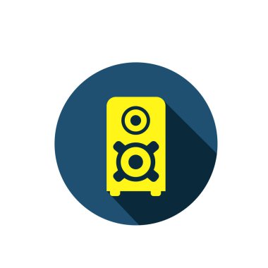 Hoparlör aktif düz ikon vektör illüstrasyon sembolü izole edilmiş şablon. Hoparlör kutusu simgesi vektör çizim logo şablonu herhangi bir amaç için izole edildi.