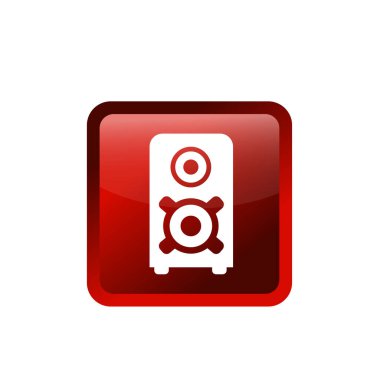 Hoparlör aktif düz ikon vektör illüstrasyon sembolü izole edilmiş şablon. Hoparlör kutusu simgesi vektör çizim logo şablonu herhangi bir amaç için izole edildi.