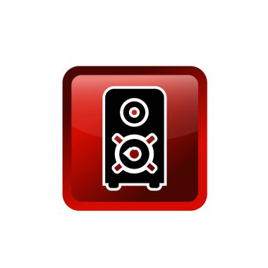 Hoparlör aktif düz ikon vektör illüstrasyon sembolü izole edilmiş şablon. Hoparlör kutusu simgesi vektör çizim logo şablonu herhangi bir amaç için izole edildi.