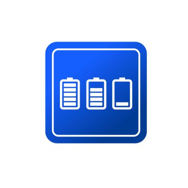 Tam şarjlı pil sembolü. Tam güç batarya logosu. Güç seviyesi göstergesine sahip pil sembolü.