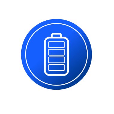 Tam şarjlı pil sembolü. Tam güç batarya logosu. Güç seviyesi göstergesine sahip pil sembolü.