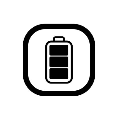 Tam şarjlı pil sembolü. Tam güç batarya logosu. Güç seviyesi göstergesine sahip pil sembolü.