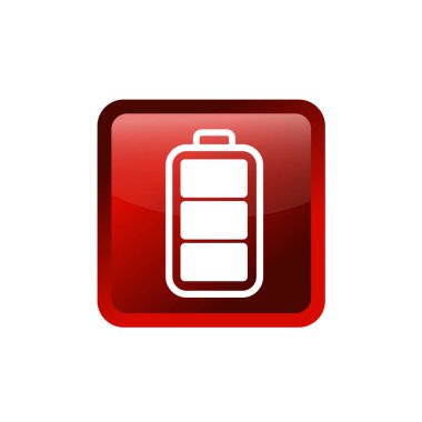 Tam şarjlı pil sembolü. Tam güç batarya logosu. Güç seviyesi göstergesine sahip pil sembolü.