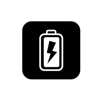 Pil güç sembolü. Pil ve şimşek simgesi logosu.