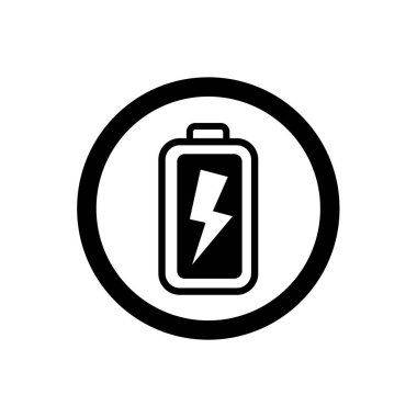 Pil güç sembolü. Pil ve şimşek simgesi logosu.