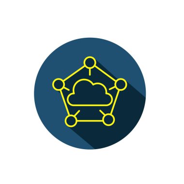 Bulut hesaplama sembolü ya da simgesi. Bulut hesaplama teknolojisi logo tasarımı için ok simgesi indir ve indir