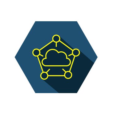 Bulut hesaplama sembolü ya da simgesi. Bulut hesaplama teknolojisi logo tasarımı için ok simgesi indir ve indir