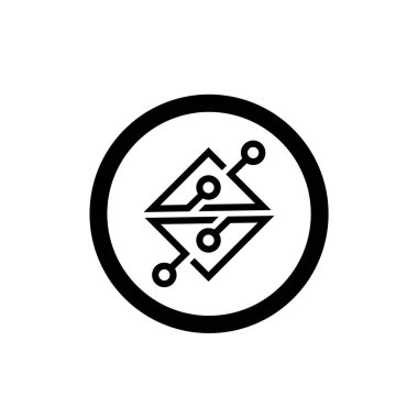 Elektronik devre ince düz vektör illüstrasyon sembolü izole şablon. Devre panosu simgesi vektör illüstrasyon logo şablonu herhangi bir amaç için izole edildi.