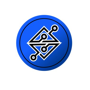 Elektronik devre ince düz vektör illüstrasyon sembolü izole şablon. Devre panosu simgesi vektör illüstrasyon logo şablonu herhangi bir amaç için izole edildi.